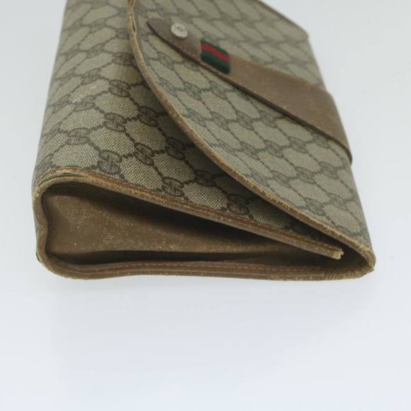 GUCCI GG Canvas Web Sherry Line Clutch Bag PVC Beige Green Red Auth 64005 - Picture 3 of 16